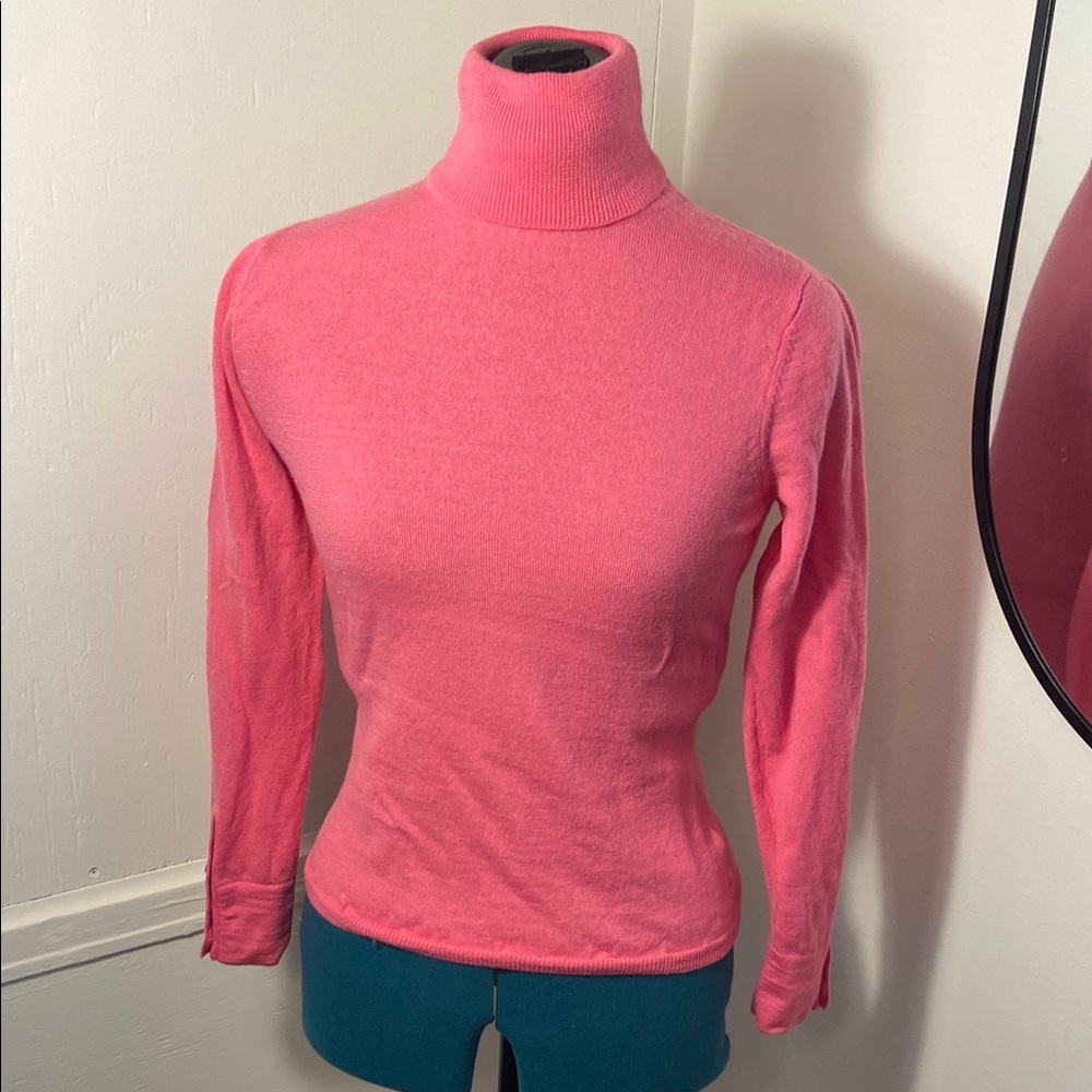 Vintage Pink Turtleneck Sweater 100% Merino Wool